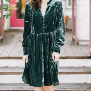 HOLDING HORSES green velveteen dress